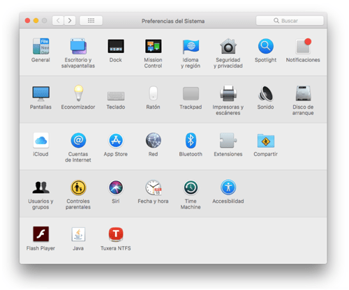 Preferencias del sistema en macOS